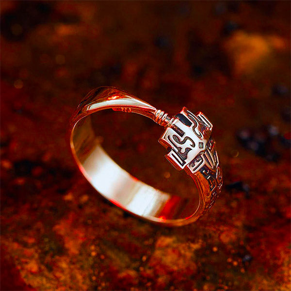 Bague Dragon Épée Runique (Argent)