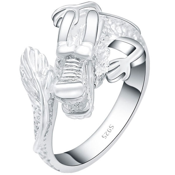 Bague dragon femme argent