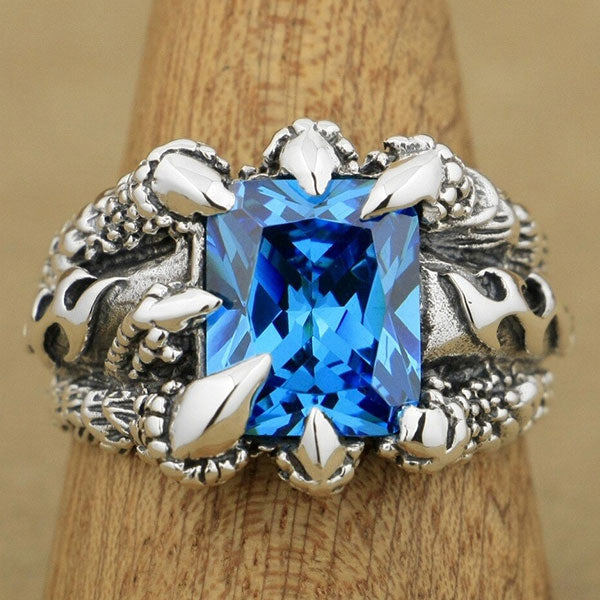 Bague dragon griffe argenté