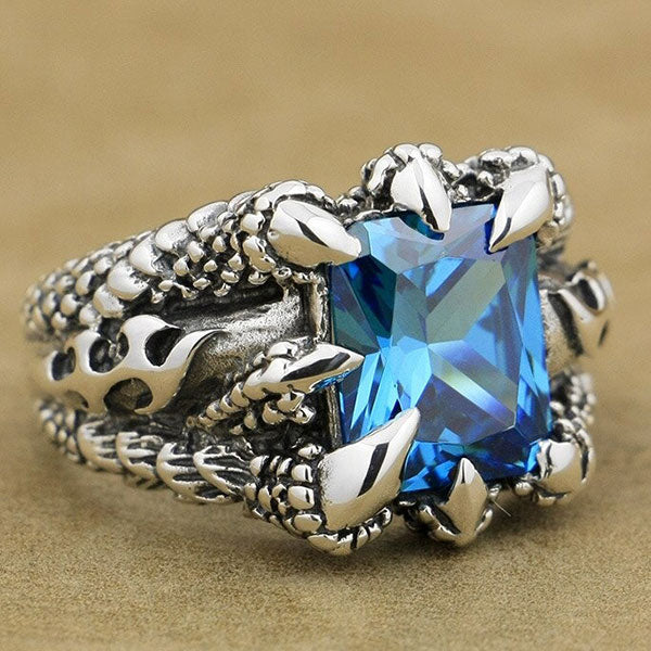 Bague dragon griffe argenté