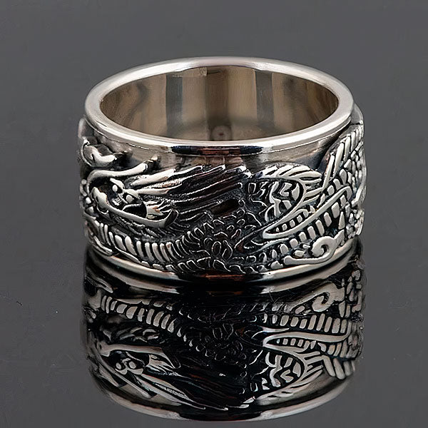 Bague dragon homme argent