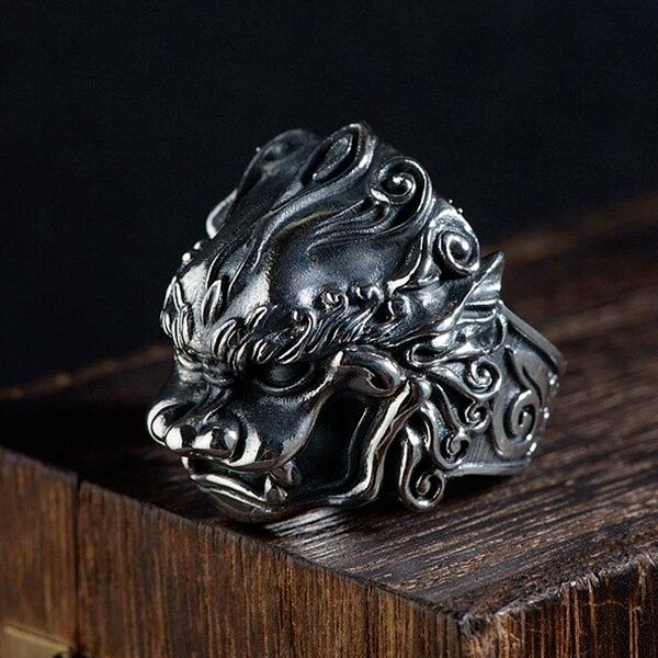 Bague dragon lion