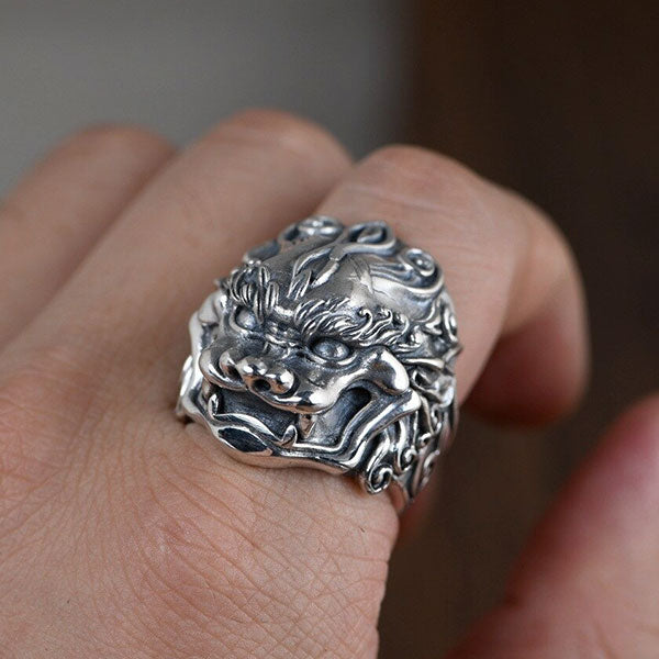 Bague dragon lion