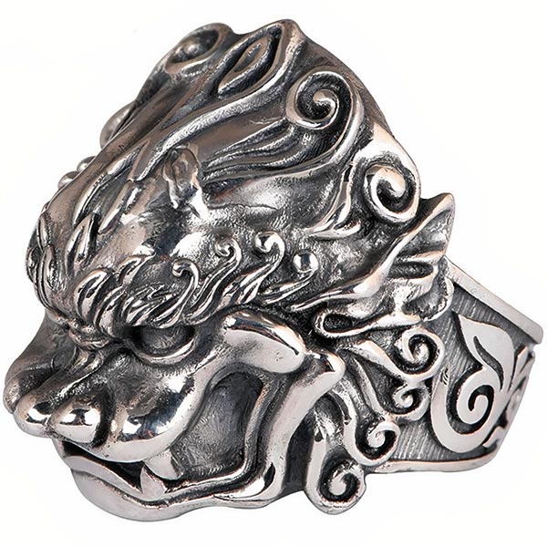 Bague dragon lion