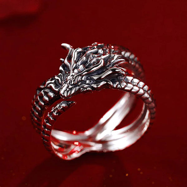 Bague dragon médusa