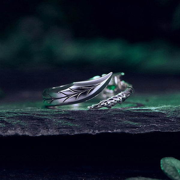 Bague Dragon Oeil Vert (Argent)