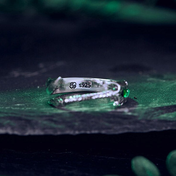 Bague Dragon Oeil Vert (Argent)