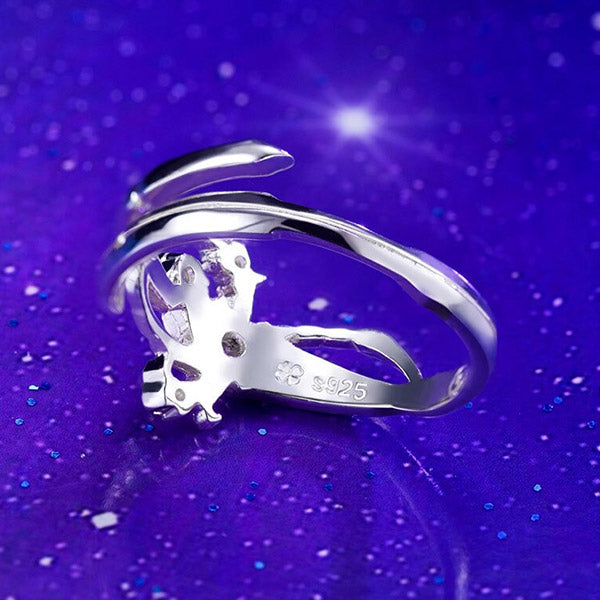 Bague Dragon Pierre Blanche (Argent)