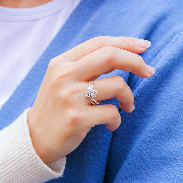 Bague Dragon Pierre Blanche (Argent)