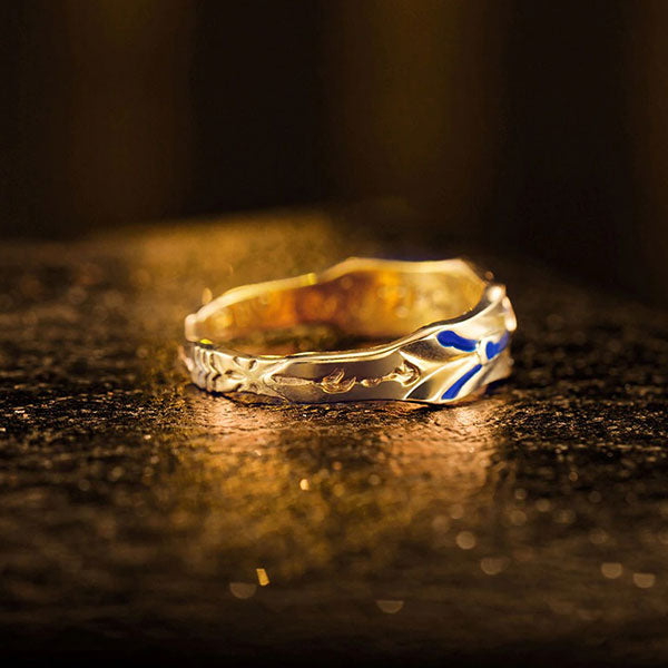 Bague Dragon Égyptienne Dorée (Argent)