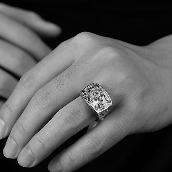 Bague homme argent dragon