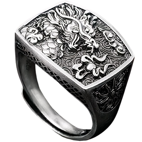 Bague homme argent dragon