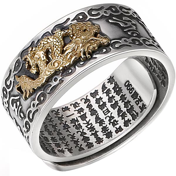 Bague homme dragon argent