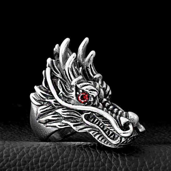 Bague Tête de Dragon Rouge