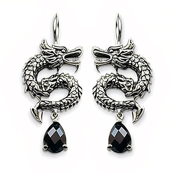 Boucle d'oreille dragon argent