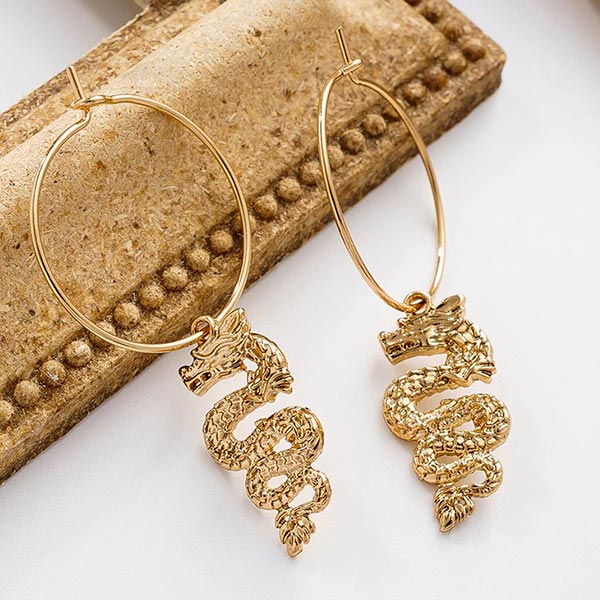 Boucles d'oreilles dragon pendantes