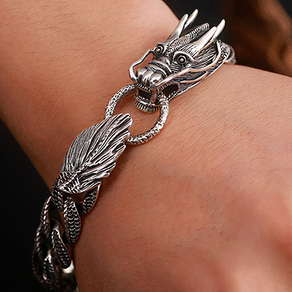 Bracelet dragon argent