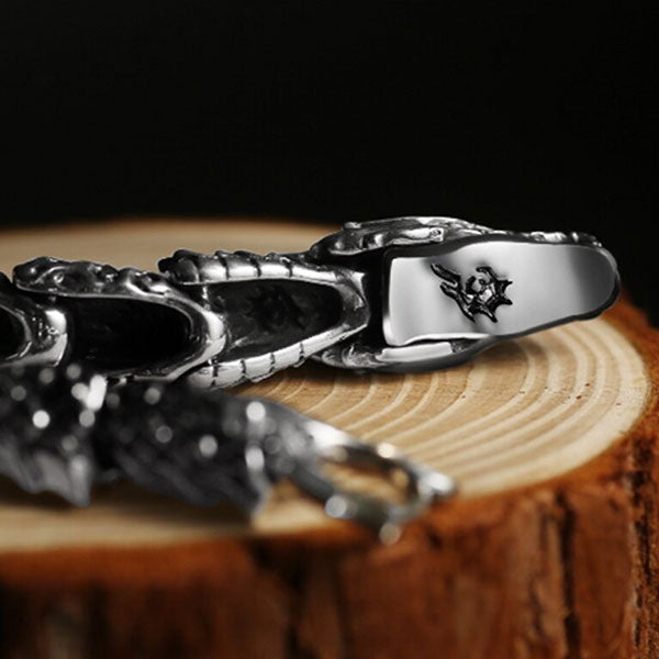 Bracelet Dragon Armure Argentée (Argent)