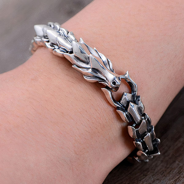 Bracelet dragon homme argent