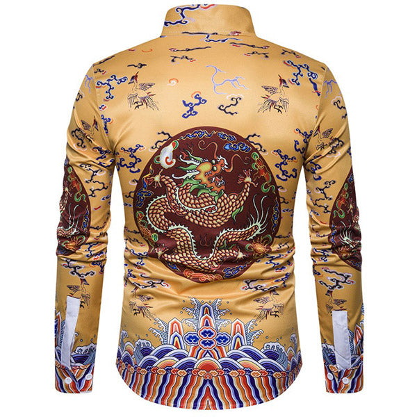 Chemise PHYS SCI Imprimé Dragon - Taille XL, Coton, Vintage Noir/gris