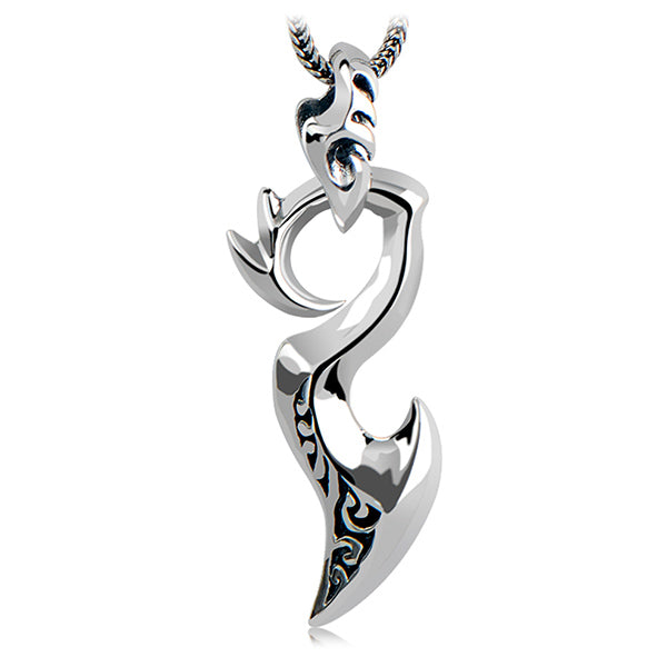 collier dragon dague argentée