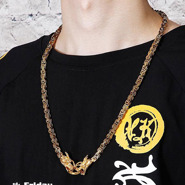 Collier Dragon Deux Frères (Acier)