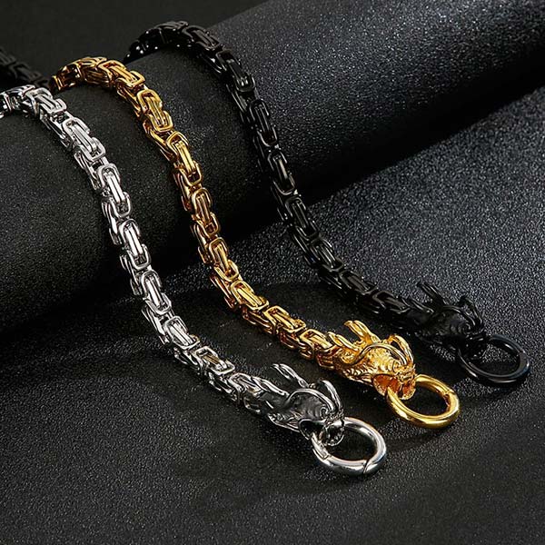 Collier Dragon Deux Frères (Acier)