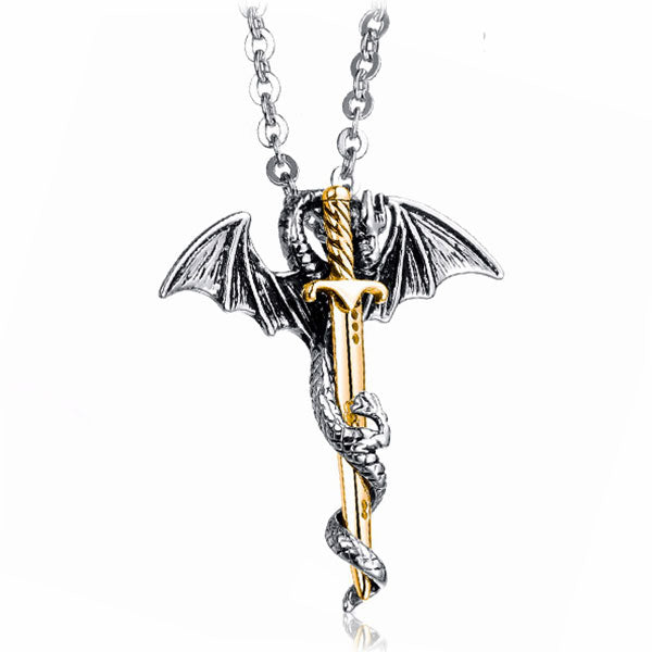Collier Dragon Épée Médiévale