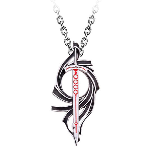 Collier Dragon Épée Rouge