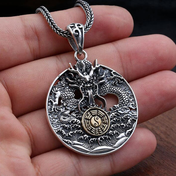 Collier Dragon Feng Shui Argent