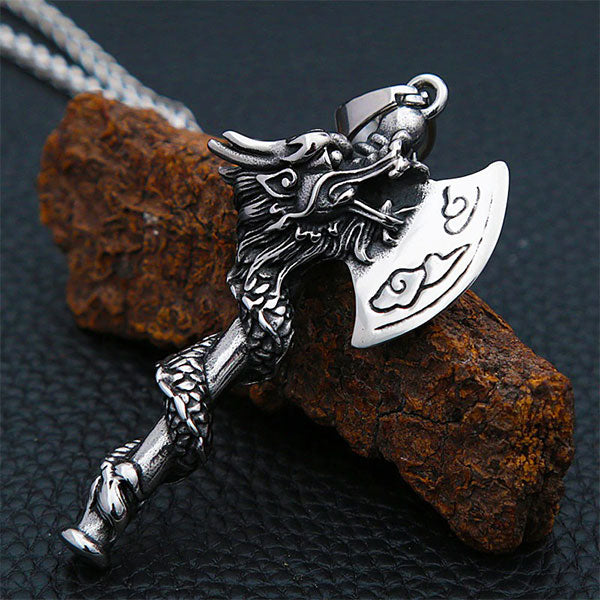 Collier Dragon Hache Viking