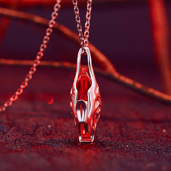 Collier Dragon Larme Ardente (Argent)