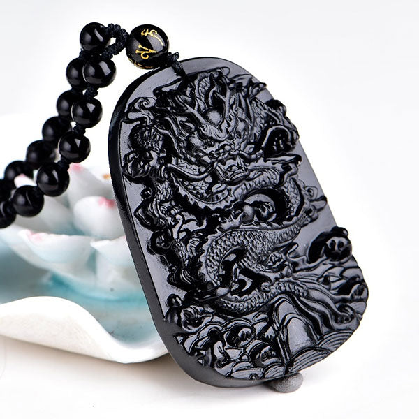 Collier Dragon Obsidienne