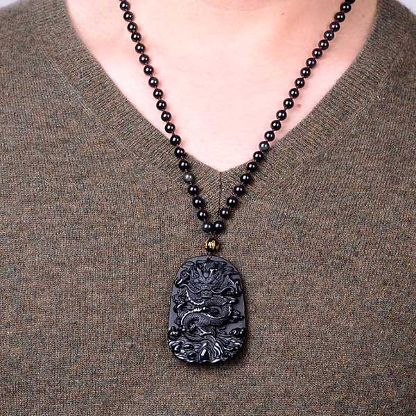 Collier Dragon Obsidienne