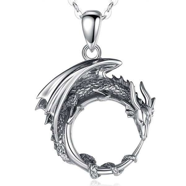 Collier Dragon Pour Homme Argent