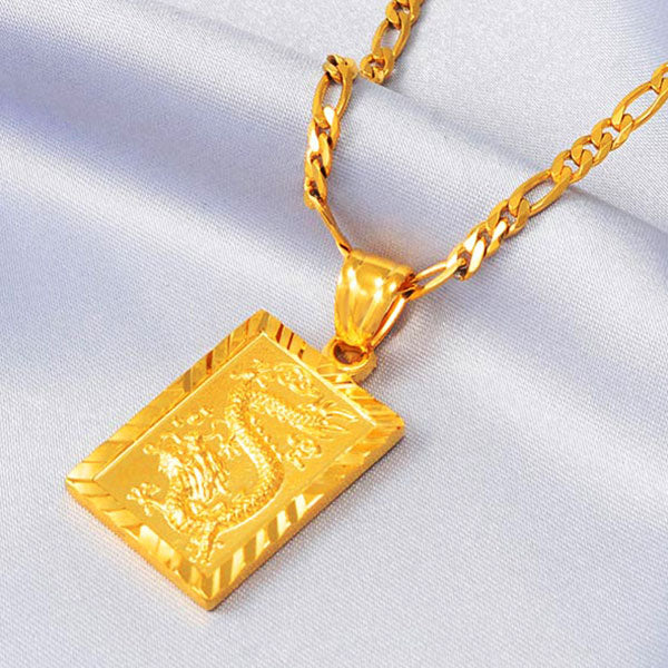 Collier Dragon Talisman Doré