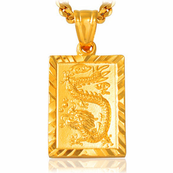 Collier Dragon Talisman Doré