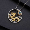 Collier Dragon Topaze Bleu (Argent)