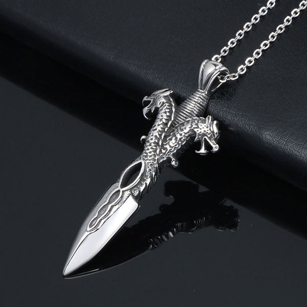 Collier épée double dragon