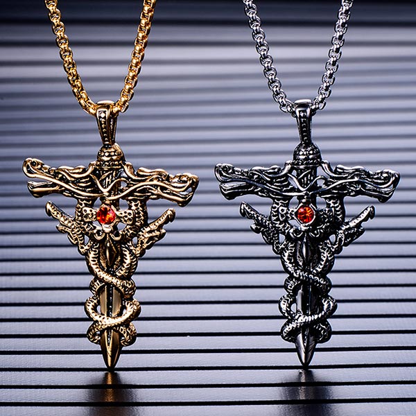 Collier Épée Tête De Dragon