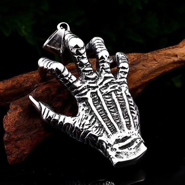 Collier Dragon Main Squelette (Acier)