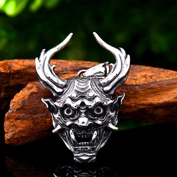 Collier Dragon Masque Oni (Acier)