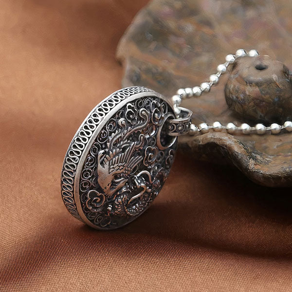 Collier Dragon Phoenix (Argent)