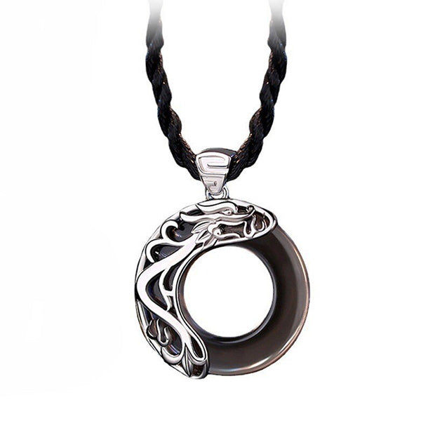 Collier Dragon Pierre De Lune (Argent)