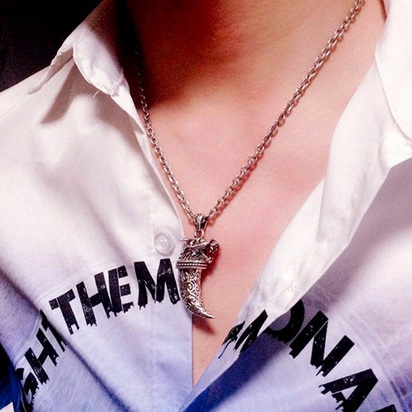 Collier Dragon Tête de Dragon (Argent)