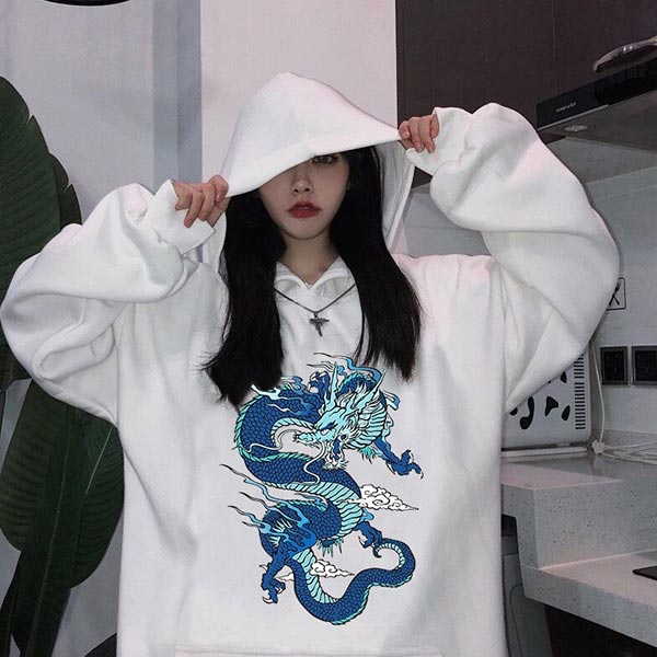 Sweat Dragon Bleu Imprimé