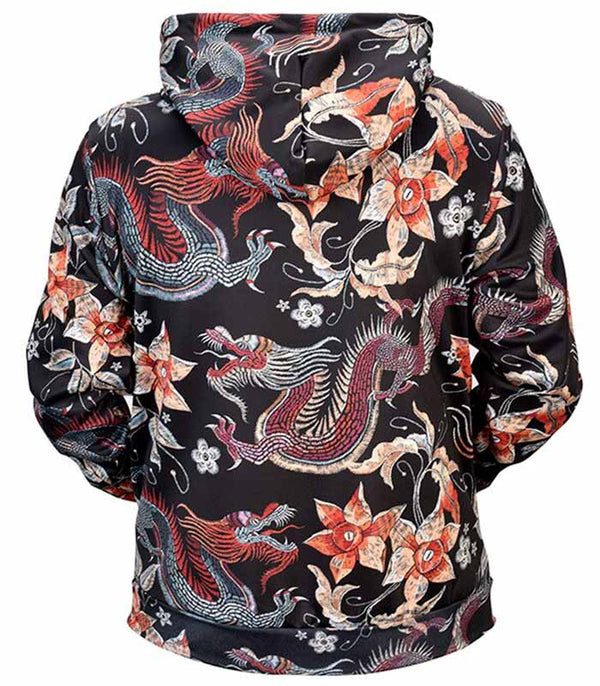 Sweat dragon chinois fleuri