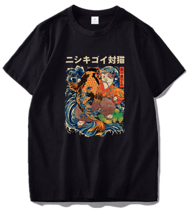 T-Shirt Carpe Et Chat Japonais
