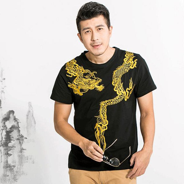 T-Shirt Dragon Chinois Doré