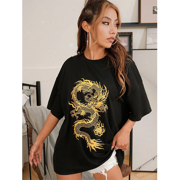 T Shirt Dragon Chinois Orange